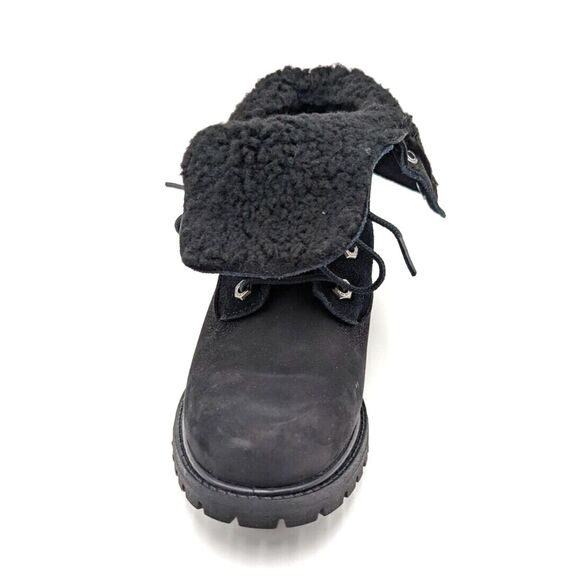 Timberland Authentic Women Waterproof Fleece Fold Down Boot Black Leather US 6.5 - Picture 12 of 15